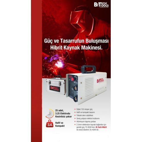 B-TECH 500212 Hybrid Kaynak Makinesi 155 Amper Ferm AGM1112P 115MM 710W Taşlama Hediyeli